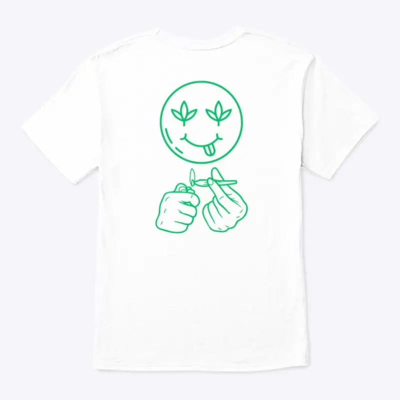 Smoking smily face T-Shirt (White,Grey)